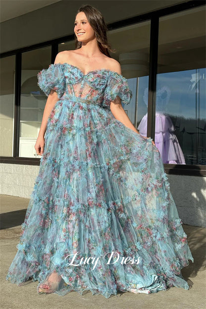 Lucy Prom Dress Floral Mesh Graduation Gown Party Luxury Dresses evening dress woman party dresses Womens dresses Customized