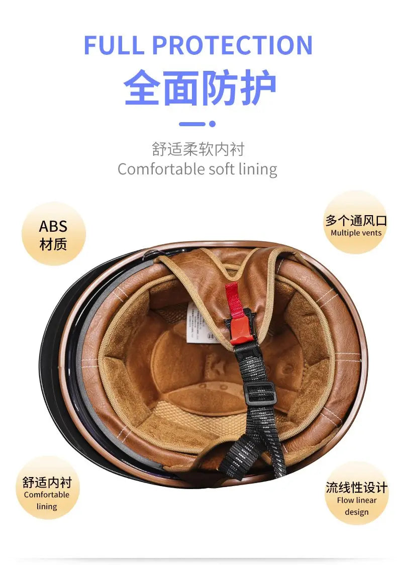Retro helmet motorcycle helmet motorcycle half helmet four seasons summer wear endoscopic safety hat helmet cruise helmet Riding