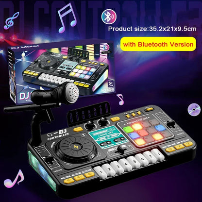 Kids Simulation DJ Mixer Controller Toy Multifunctional Music Effects Electronic Learning Game Birthday Gift for Children Mixers