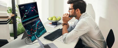 UPERFECT Laptop Screen Extender 15.6' FHD 1080P 360° Foldable Dual Monitors 100% SRGB HDMI USB-C Stacked Triple Portable Monitor