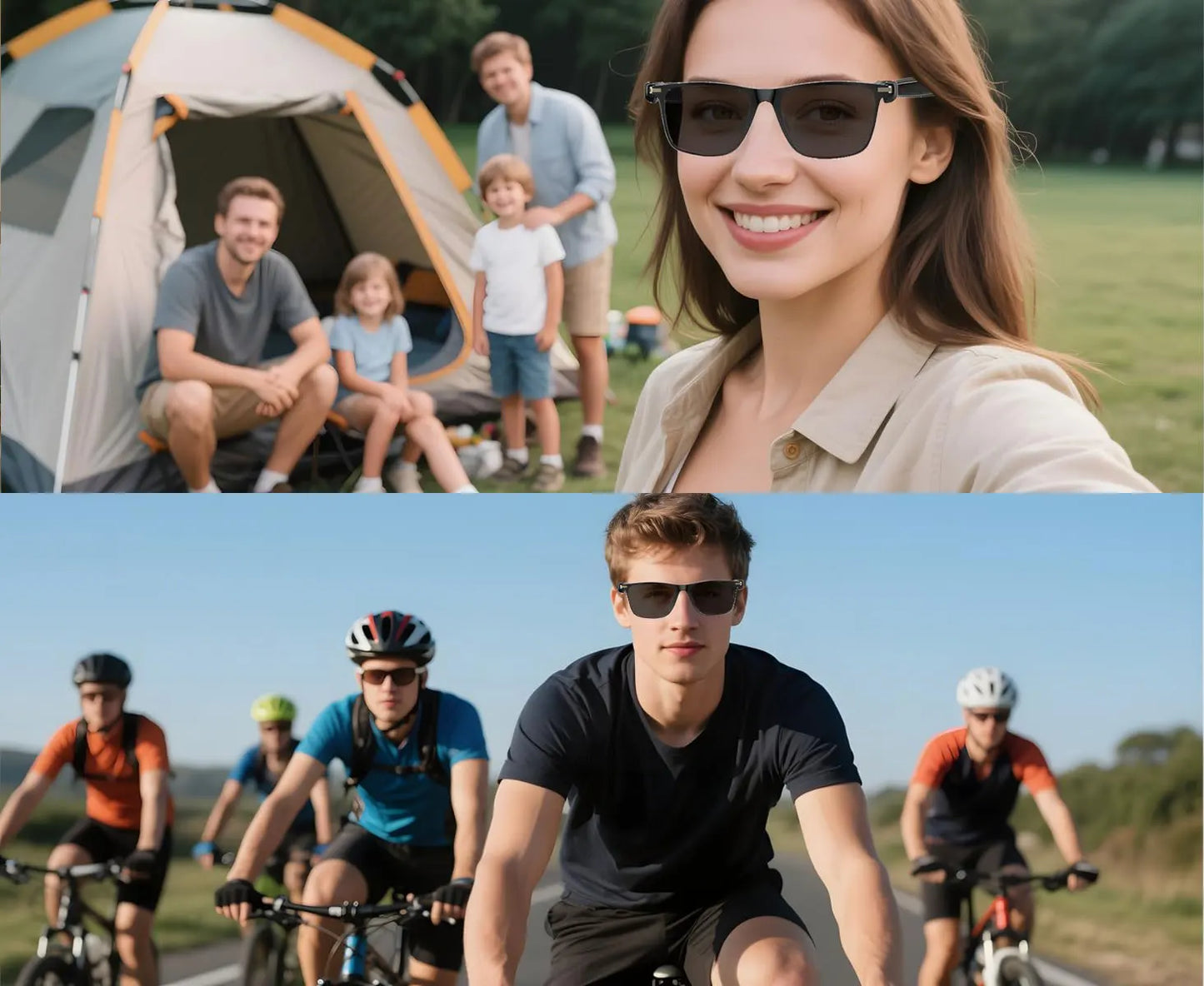 AI smart translation glasses, supporting real-time app translation in 164 languages, photochromic lenses, and flat gray lenses.