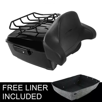 Motorcycle King Trunk Rack Backrest For Harley Touring Street Glide Road Glide 2014-2025
