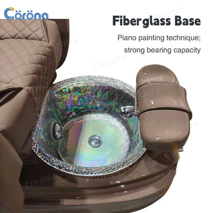 Black Gold Electric Reclining Pedicure Chair for Salon Luxury Pipeless Whirlpool Pedicure Chair No Plumbing for Nail Salon