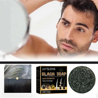 Polygonum Multiflorum Black Hair Soap Darkening Shampoo Bar Repair Gray White Color Hair Dye Shampoo For Men Women Hair Care