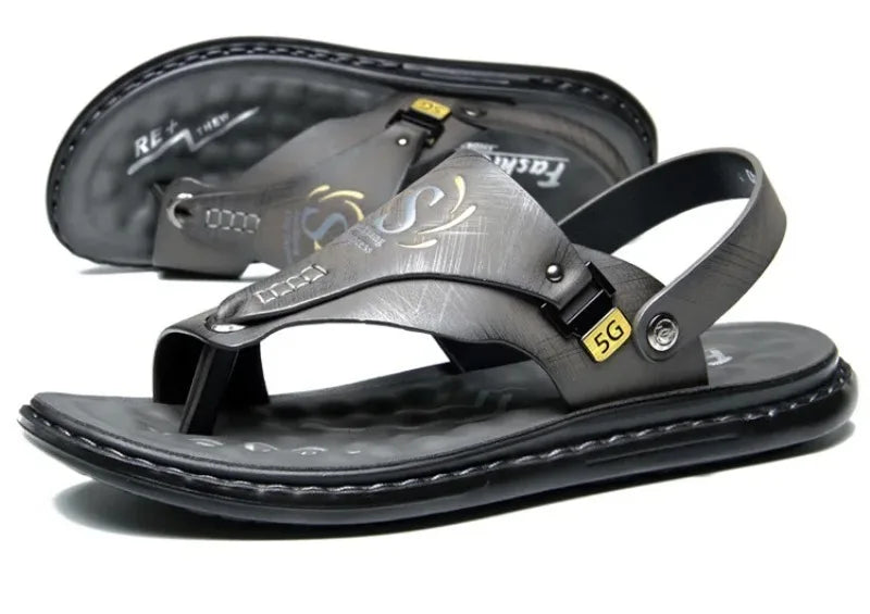 Sandals for Men High Quality Cow Leather Sandals Outdoor Casual Sport Sandals Anti Slip Beach Slippers for Men Summer Slippers