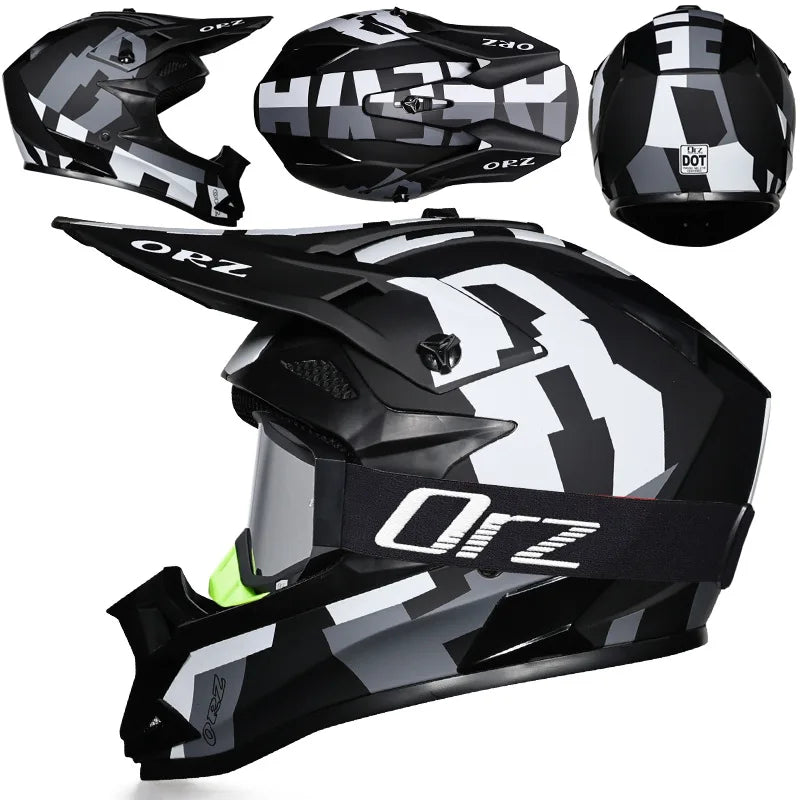 DOT Approved Off Road Helmet with Goggles Motocross Helmet Dirt Bike ATV Motorcycle Helmet Moped Dirtbike Racing Dirtbike Helmet