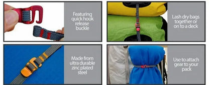 Camping Outdoor Travel Equipment Durable Quick Release Luggage Strap with Stainless Steel Buckle Hook Release Type Gear
