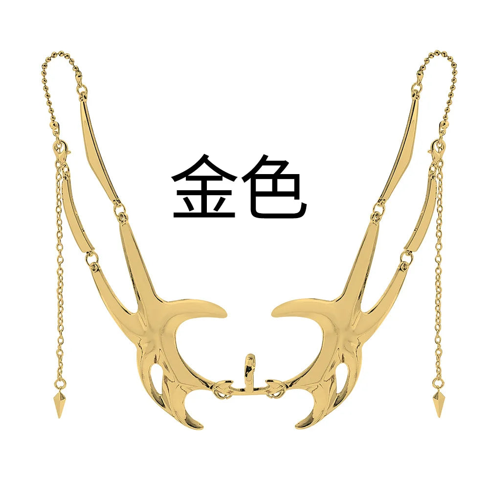 Punk Alien Decent Nose Mechanical Mask Cosplay Chin Gothic Masks Metal Face Wearing Halloween Masquerade Party Accessories