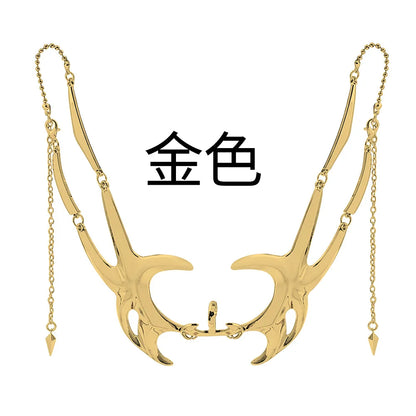 Punk Alien Decent Nose Mechanical Mask Cosplay Chin Gothic Masks Metal Face Wearing Halloween Masquerade Party Accessories