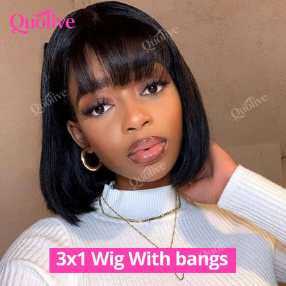 Short Bob Wig Human Hair Wear And Go Glueless Wigs 5x5 Closure Wig 13x6 Hd Lace Bone Straight Human Hair Wigs For Black Women