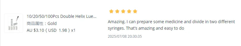 10/20/50/100Pcs Double Helix Luer Syringe Connector Sterile Transparent Pneumatic Parts PP Material Leak Proof Drug Guide Device