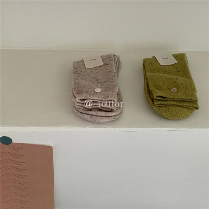 SP&CITY Colored Dotted Sheep Woolen Socks Women's Winter Warm Keeping Middle Tube Socks Casual Thick Korean Fashion Stockings