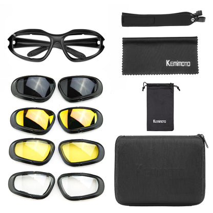KEMiMOTO Motorcycle Glasses UV400 Polarized Sunglasses For Shooting Eye Protection Windproof Moto Goggles Antifog For Cycling