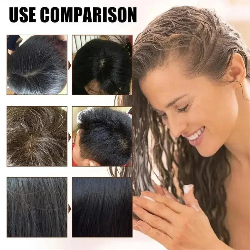Natural Herbal Hair Dye Shampoo 3 in 1 Hair Color Shampoo Non-irritating Lasting Repair Nourish Gray White Hair Care Women Men