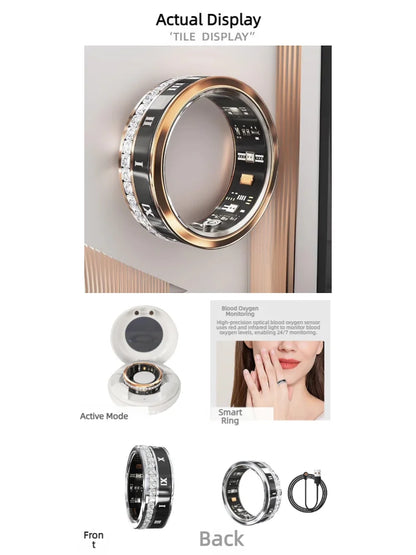 Diamond Fashion Women Smart Ring With Box IP68 Waterproof Lady ring Heart Rate Health Monitor Sports Pedometer Fitness Rings New