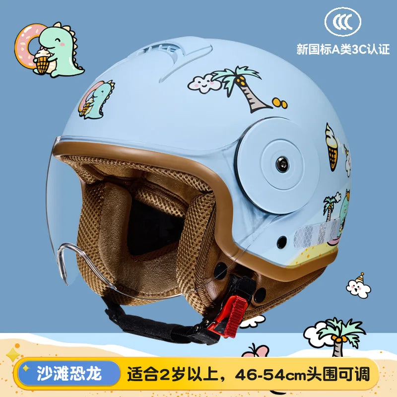 Children's Four Seasons Helmet New National Standard Class A 3C Certification Cartoon Electric Vehicle Helmet Motorcy Casco Moto