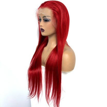 13x4 Lace Frontal Pink Straight Human Hair Wig 26 28inch 250 Density Pre Plucked Red Hair Wig Grey Lace Front Wigs for Women