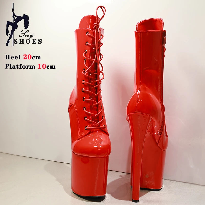 Fast Shipping NEW Black 8 Inch High Platform Stripper Heels Pole Dancing Ankle Boots Sexy Knight Female High Heels Ladies Shoes