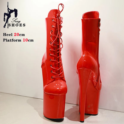 Fast Shipping NEW Black 8 Inch High Platform Stripper Heels Pole Dancing Ankle Boots Sexy Knight Female High Heels Ladies Shoes