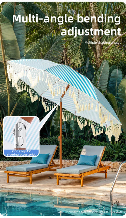 Seaside Resort Beach Umbrella Courtyard Tassel Sun Umbrella Pool Sun Protection Terrace Shade