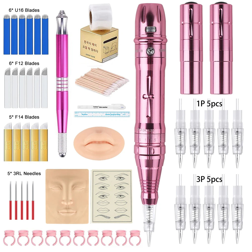 New Wireless PMU Tattoo Machine Permanent Makeup Microblading Eyebrow Lip Eyeliner Professiona Rotary Tattoo Pen Gun Kit