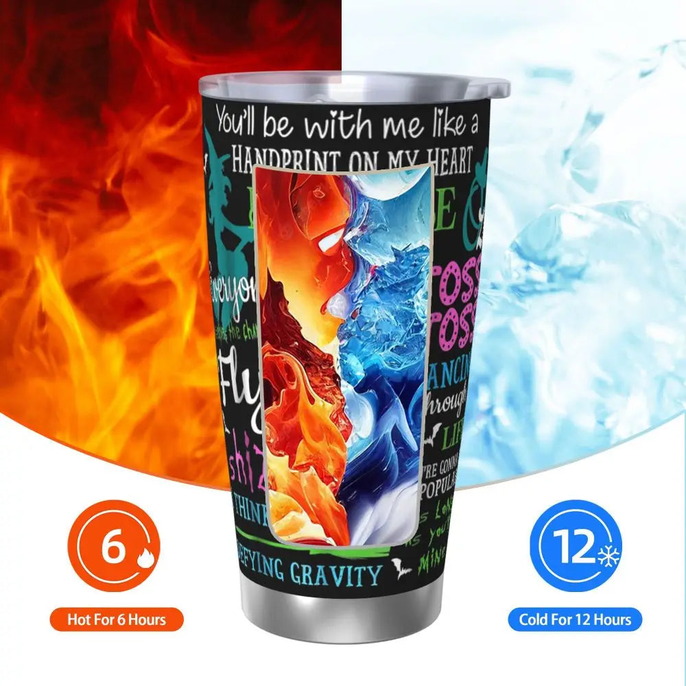 Halloween Wicked Musical Stainless Steel Tumbler Vacuum Insulated Mugs Thermal Cold Bottle Straw With Lid 20oz