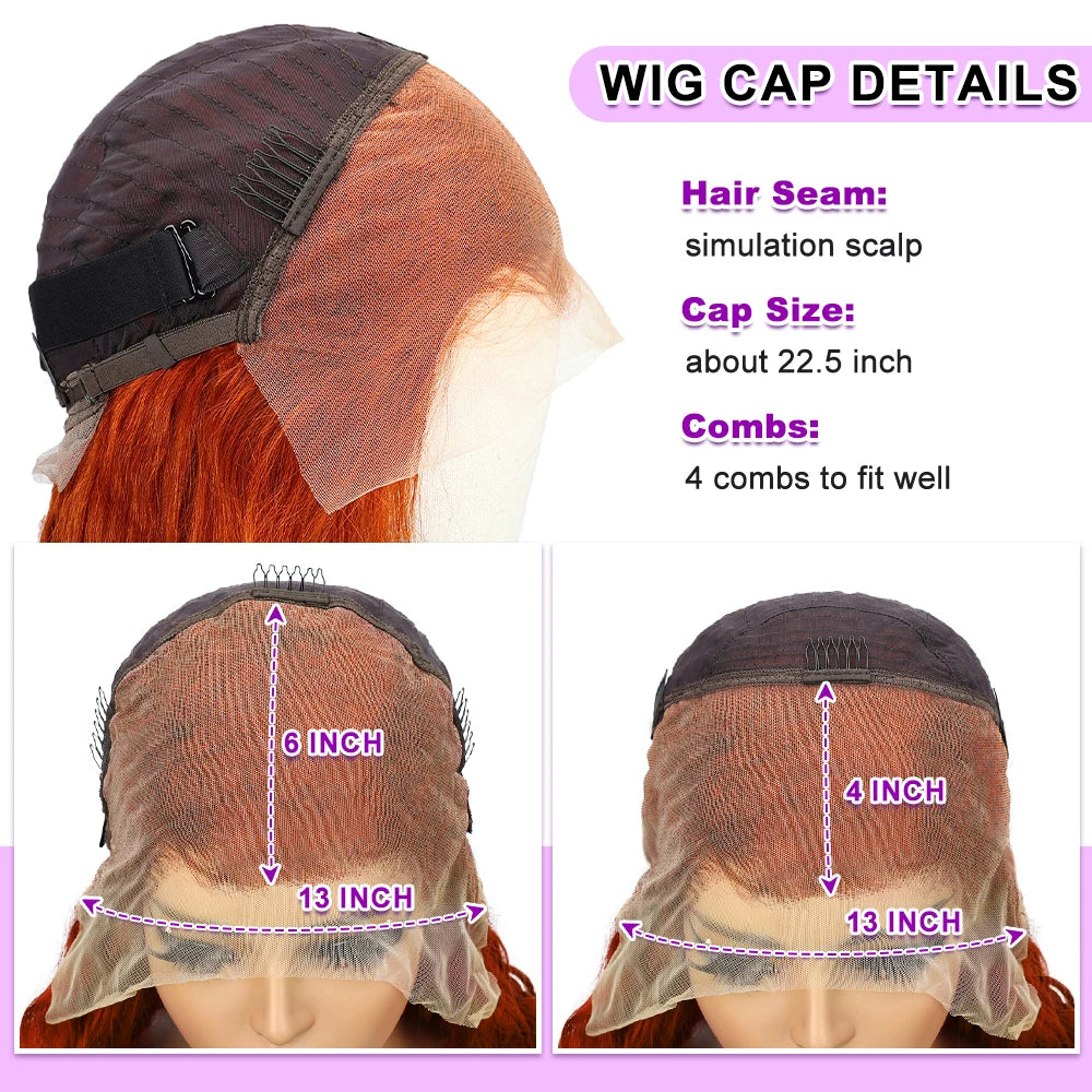Curly Orange Ginger Lace Front Human Hair Wigs13x4 13x6 Hd Lace Front Human Hair Wig For Women 36inch Deep Wave Frontal Wig
