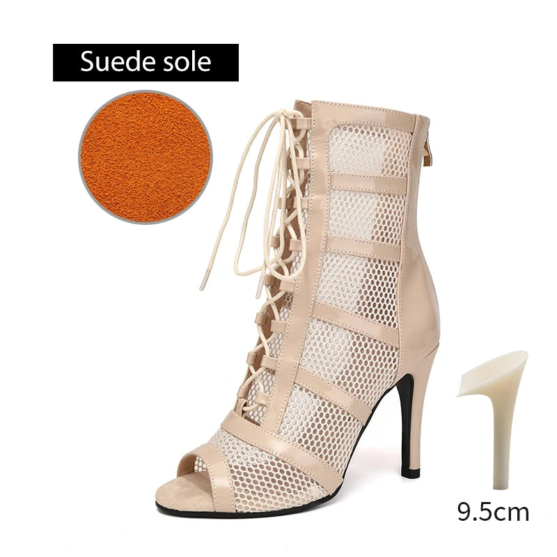 DKZSYIM Dance Boots Latin Women Ballroom Dance Shoes Ladies Girls Soft Soles Tango/Salsa Dance Shoes Sexy Thin Heel 7cm-11cm