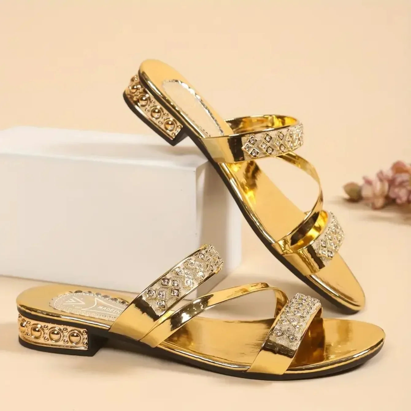 Summer Women Slippers Square Head Snake Pattern Shoes New Flat Bottom Slippers Women Transparent Belt Sandals Slides Women