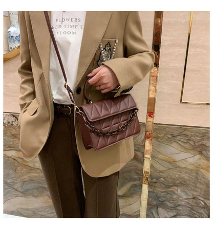 Square Plaid Small Handbags Crossbody Bags For Women, Chain Shoulder Bag For Travel