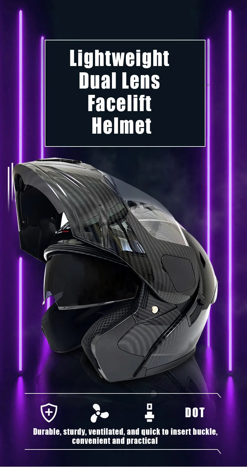 Small Modular Electric Motorcycle Helmet Bluetooth Dual Visor Helmet with Large Rear Wing 3C DOT Certified Safety Gear
