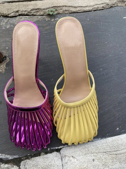 2026 New Sexy Women's Open Toe Mule Sandals - Slip On Stiletto Heels for Wedding/Party, Summer Breathable Comfort Dressy Shoes