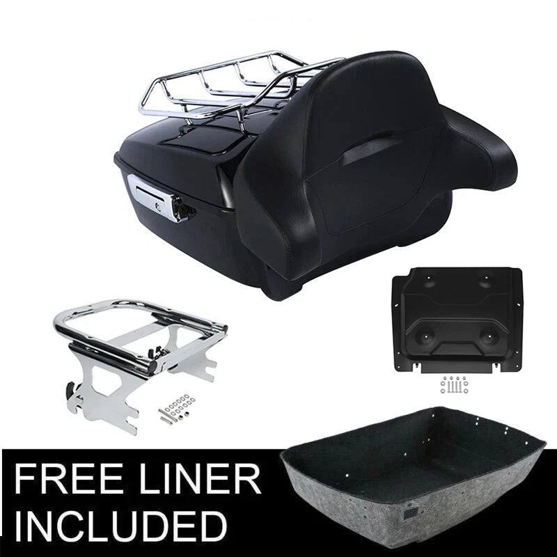 Motorcycle King Trunk Luggage Backrest 2 Up Mount Rack For Harley Touring Road King Electra Glide 1997-2008