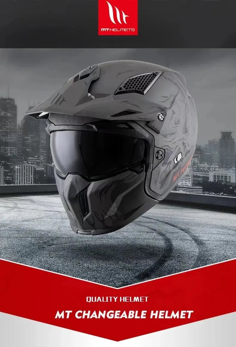 MT Street Fighter Motorcycle Helmet Detachable Combination Electroplated Gold Helmet ECE DOT Certification Full Face Casco Moto
