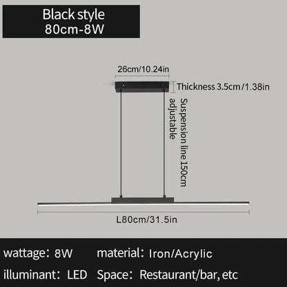 Modern LED Pendant Light 80/100CM For Living Room Kitchen Restaurant Dining Table Bar Indoor Decorative Lighting Hanging Lights