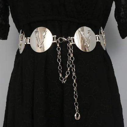 2025 New round gold color silver color alphabet belt luxury dress long waist chain  designer belt women's fashion accessories