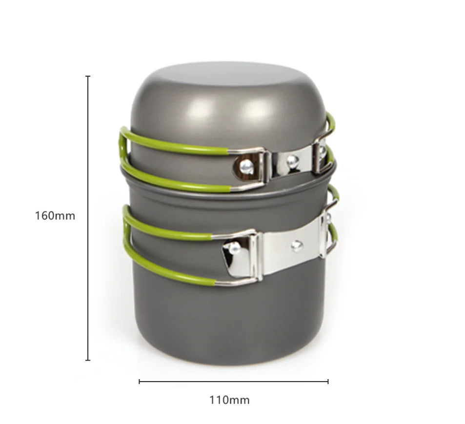 Ultralight Camping Pot Set: Camping Cookware Mess Kit (Outdoor Cooking Tableware) – for Hiking, Trekking, Picnic, Fishing, Mount