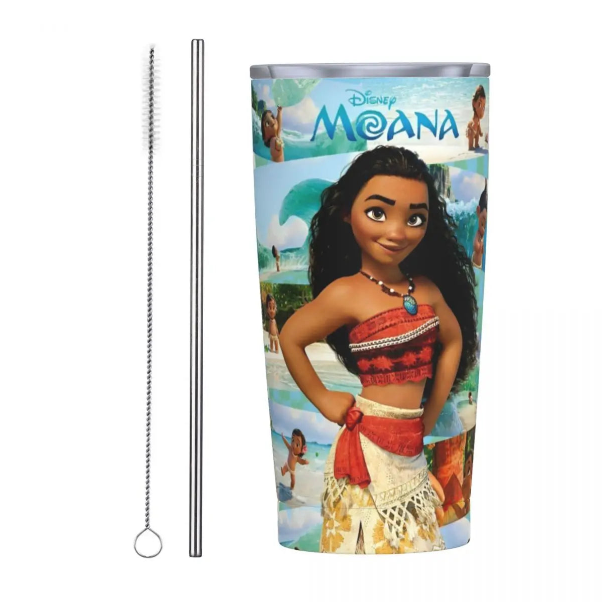 Moana and Pua Cartoon Movie Insulated Tumbler with Straws Stainless Steel Coffee Mugs Double Wall Car Bottle Cups 20oz