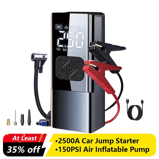 2500A Professional Car Jump Starter Powerful Portable Car Starter Battery Charger 12v Booster with Inflator Electrical Device