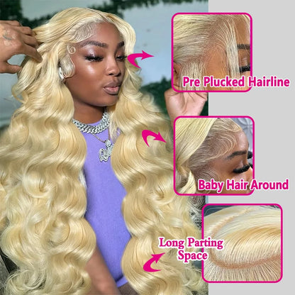 613 13x6 Lace Front Wig Human Hair 30 Inch HD Lace Frontal Wig Blonde Body Wave Lace Front Wigs Human Hair Pre Plucked Baby Hair