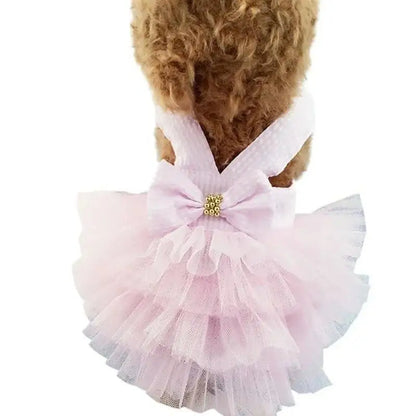Spring Pet Summer Bowknot Pet Costume Dress Pet Dog Striped Cat Dog Puppy Wedding Princess Skirt Dog Clothes Home Pet Supplies