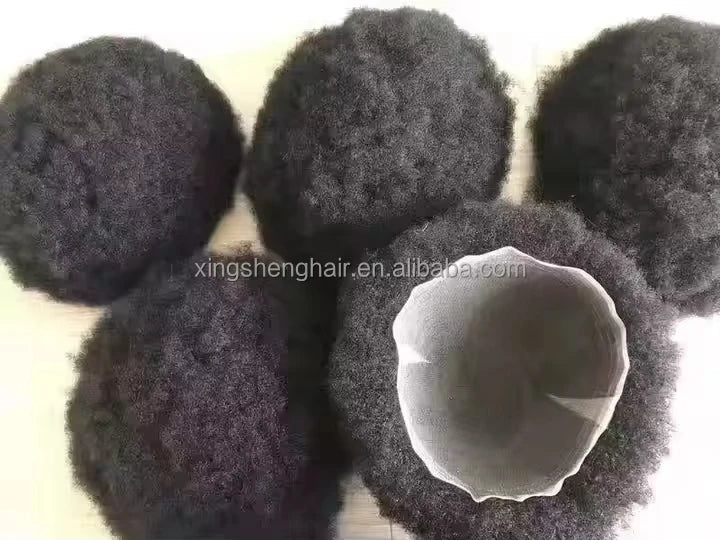 Afro Toupee for Men Undetectable Full Lace Toupee Wig Male Hair Prosthesis 6" System Unit Afro Curly Wig