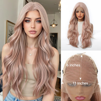 EASIHAIR Long Wavy HD Lace Front Synthetic Wigs for Women Natural Wave Blonde Wigs With Dark Roots 13*6 Lace Wigs Heat Resistant