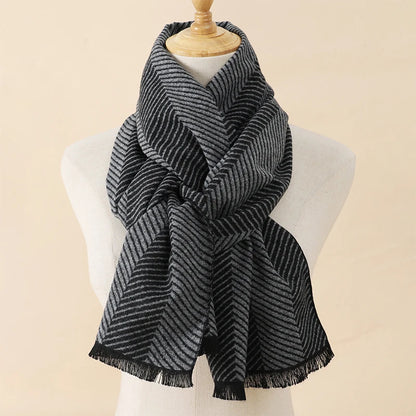 Winter Plaid Scarf Design Men Cashmere Pashmina Warm Shawl Lady Wrap Tassel Scarves Knitted Thick Blanket 2025