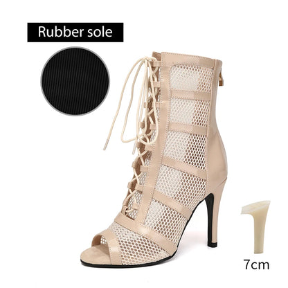 DKZSYIM Dance Boots Latin Women Ballroom Dance Shoes Ladies Girls Soft Soles Tango/Salsa Dance Shoes Sexy Thin Heel 7cm-11cm