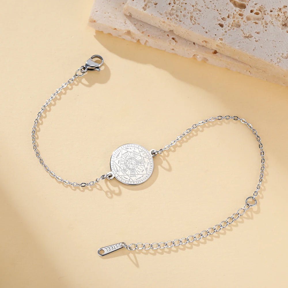 Dawapara Seven Archangels Seal Bracelet Solomon Protection Blessing Amulet Stainless Steel Religious Jewelry