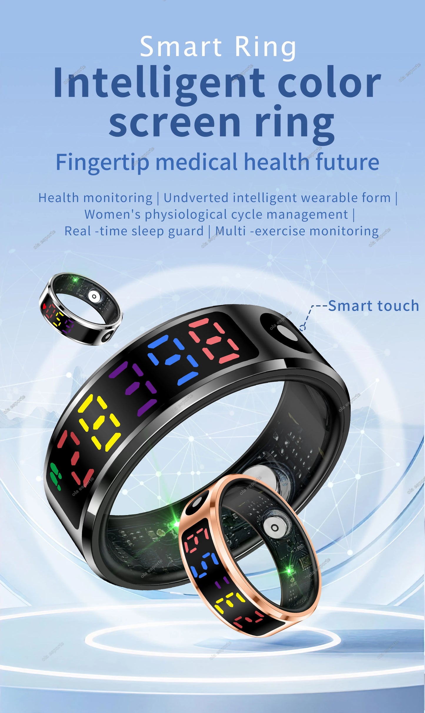 2025 New SR08 Smart Ring LED Display Screen Heart Rate Gesture Sweep Video Sleep Monitor 5ATM Waterproof Fitness Tracker Rings