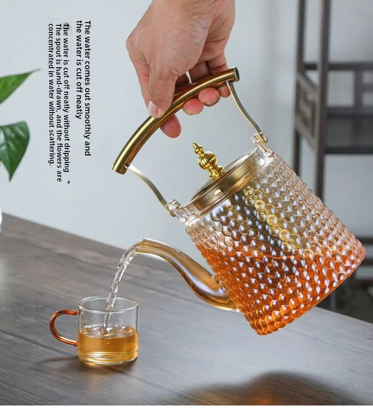 Hammer Japanese beam pot copper handle retro boiling teapot large capacity large hole sky pot high borosilicate glass teapot