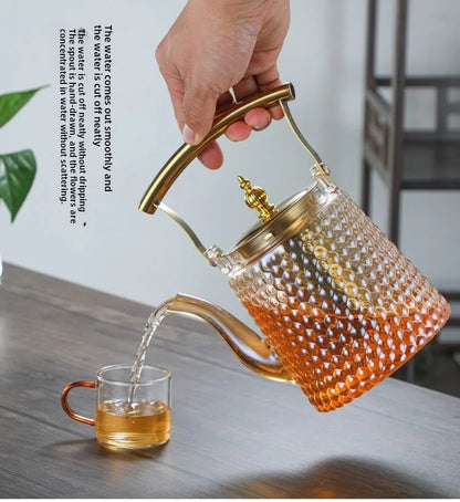 Hammer Japanese beam pot copper handle retro boiling teapot large capacity large hole sky pot high borosilicate glass teapot