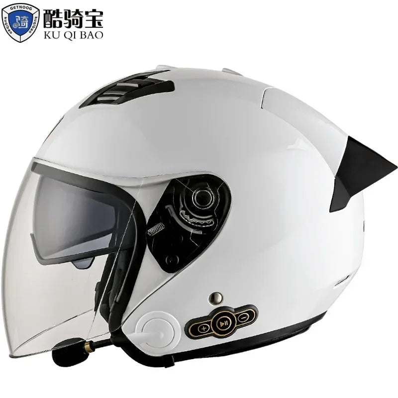 HOT DOT Approved Open Face 3/4 Motorcycle Helmet with Build-In Bluetooth Headset Earphone and Detachable Liner for honda